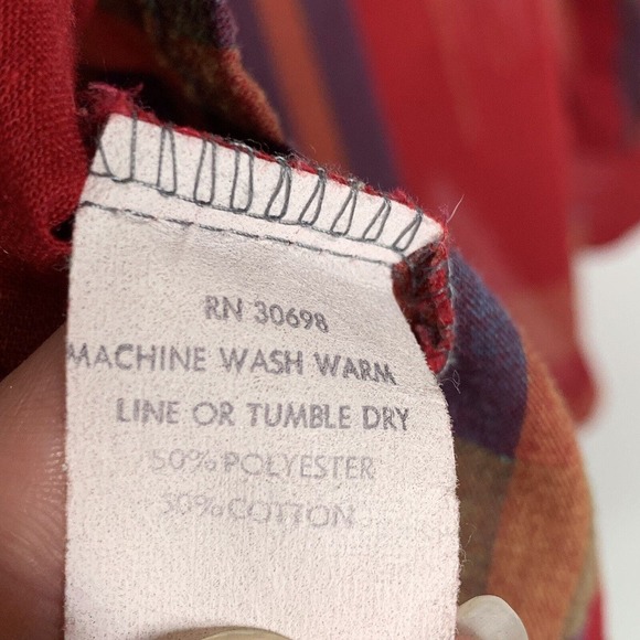 Vintage Cheenos Womens Blouse Shirt Size Medium Red Plaid Neck Bow Button Up - Picture 6 of 9